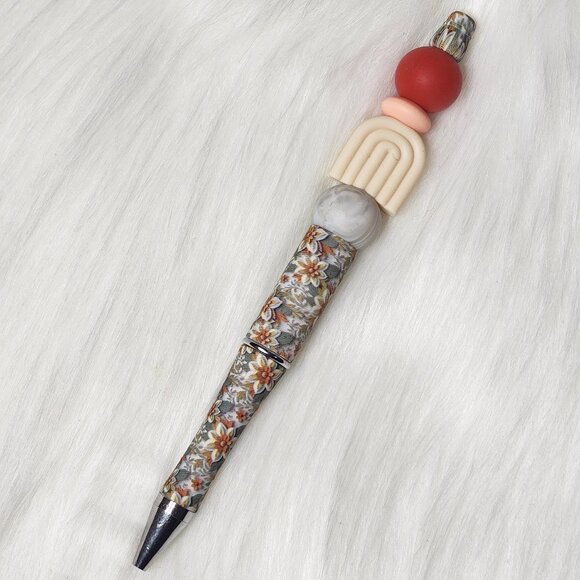 Floral Silicone Beaded Ink Pen - Picture 1 of 1